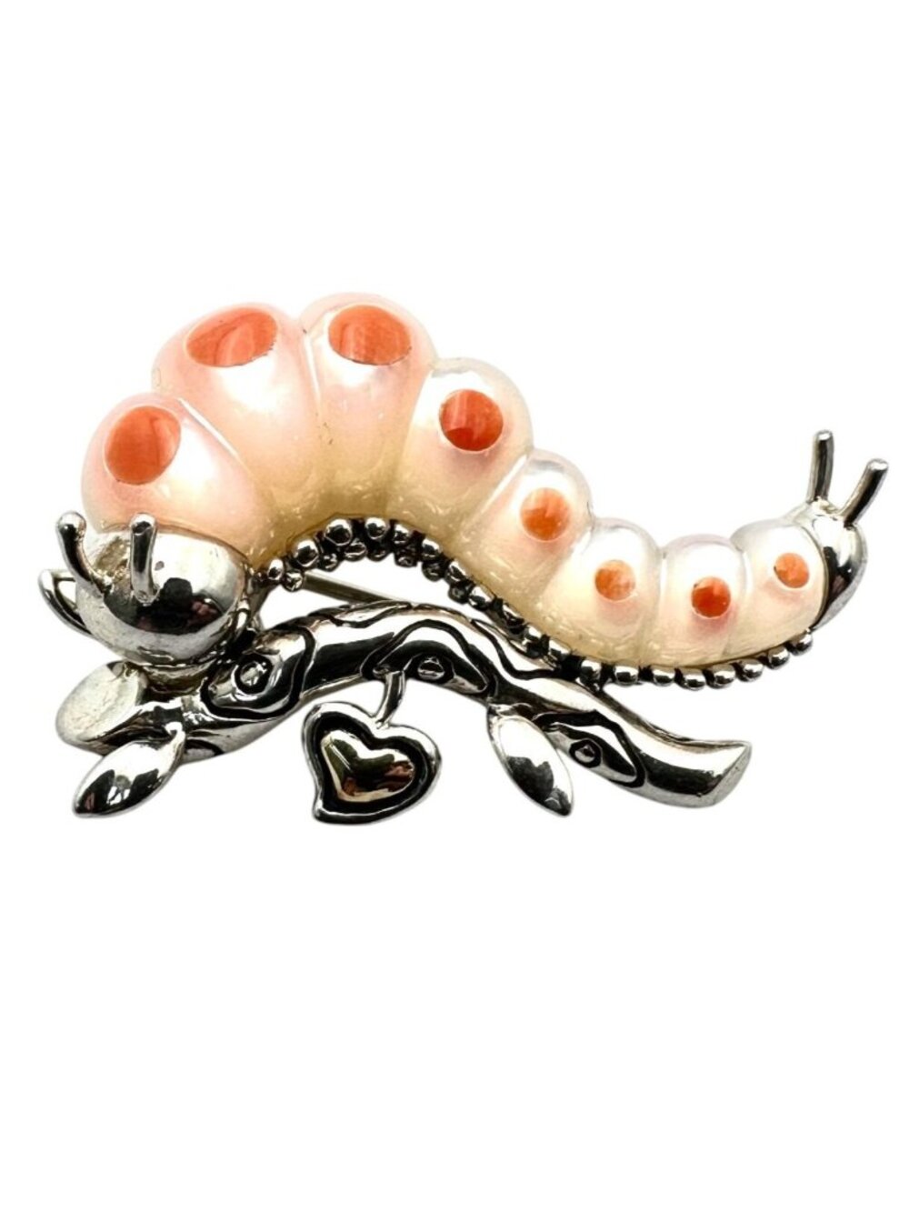 Eric Grossbardt 18K Gold Sterling Silver Bug Caterpillar Brooch Pin Rare